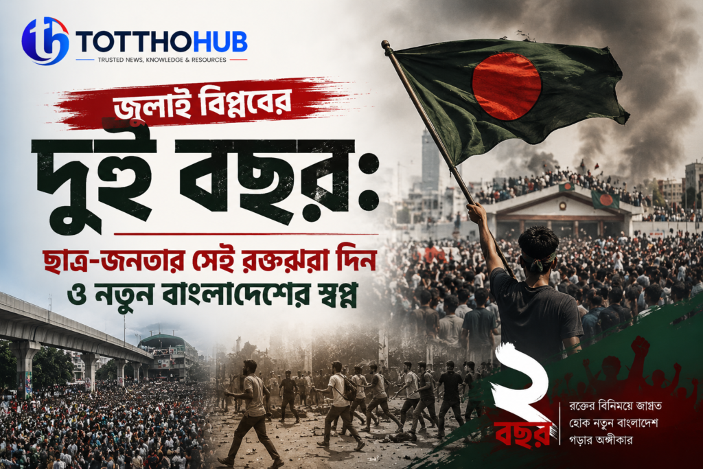 জুলাই বিপ্লবের দুই বছর: ছাত্র-জনতার সেই রক্তঝরা দিন ও নতুন বাংলাদেশের স্বপ্ন জুলাই গণঅভ্যুত্থান বিপ্লবের দুই বছর: ছাত্র-জনতার সেই রক্তঝরা দিন ও নতুন বাংলাদেশের স্বপ্ন
