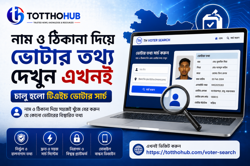 নাম ও ঠিকানা দিয়ে ভোটার তথ্য দেখুন এখনই: চালু হলো টিএইচ ভোটার সার্চ নাম ও ঠিকানা দিয়ে ভোটার তথ্য ও এনআইডি বের করার সহজ উপায়